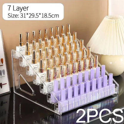 Multi-Layer Acrylic Nail Polish Display Rack – 3/4/5/6/7 Tier Transparent Organizer