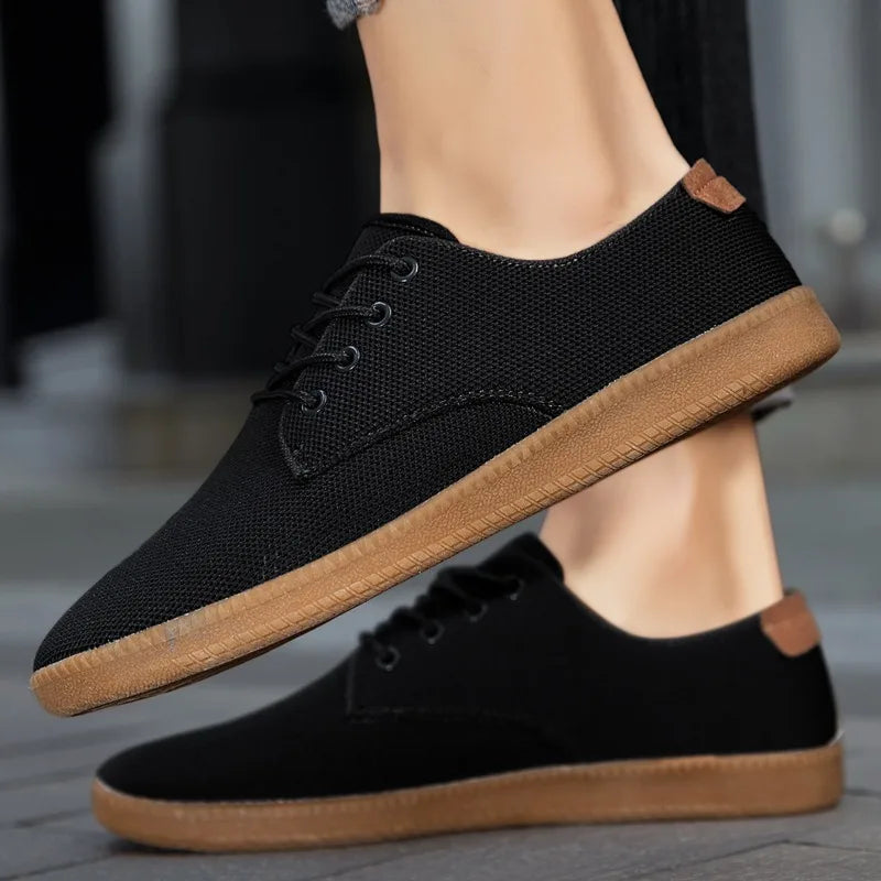Men’s Canvas Casual Sneakers — Lightweight Slip-On Vulcanized Flats & Loafers, Comfortable Trainers Shoes