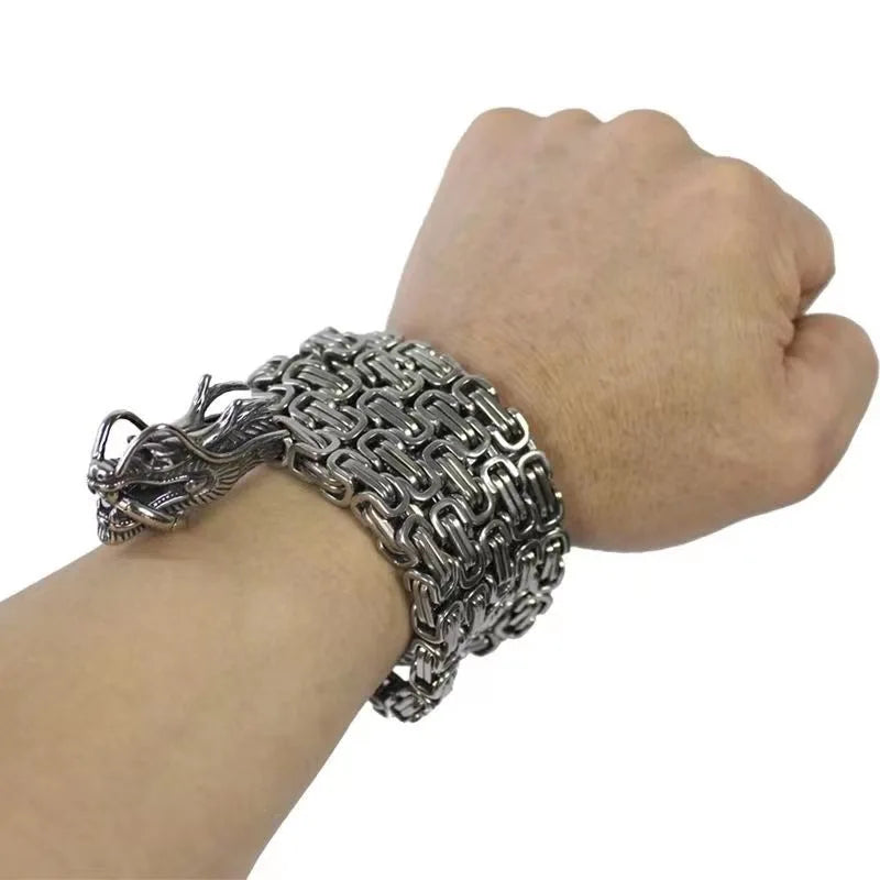 1M Dragon Self-Defense Bracelet – Fashion Hip Hop Personal Security Whip, Universal Stainless Steel for Men & Women