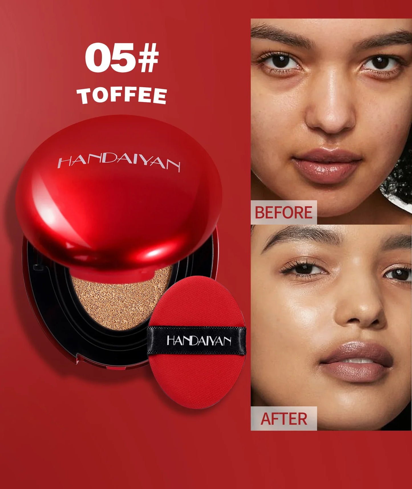 BB Cream Air Cushion Foundation - Full Coverage, Waterproof & Long-Lasting Brightening Makeup for Women - Korean Cosmetics