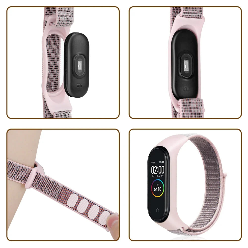 Nylon Loop Strap for Xiaomi Mi Band - Adjustable Sport Wristband Bracelet for Mi Band 3 4 5 6 7 8