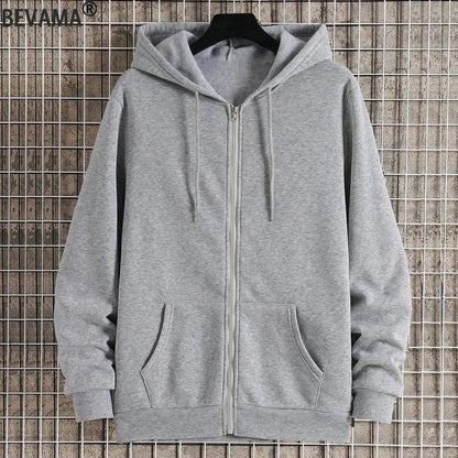 Unisex Oversized Fleece Zipper Hoodie – Y2K Harajuku Style Casual Jacket for Men & Women – Spring, Autumn & Winter Sweatshirt