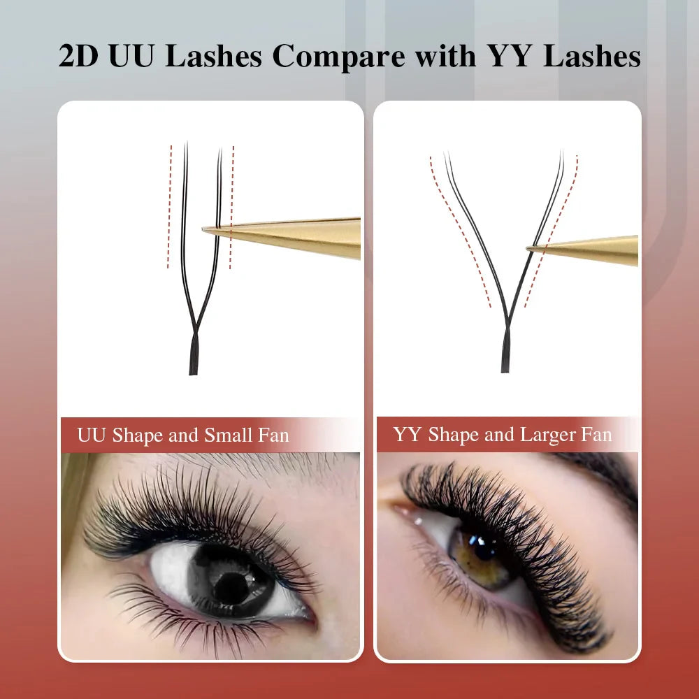 NAGARAKU U-Shape YY 2D UU Mink Eyelash Extensions — Natural Soft Premium Brazilian Cilios Lashes