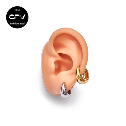 2PCS 316L Stainless Steel Earrings – Niche Design Perforated Luxury Jewelry for Women