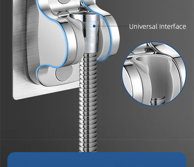 Universal No-Drill Adjustable Shower Head Holder – Wall-Mounted Bracket with Stable Rotation for Bathroom Accessories
