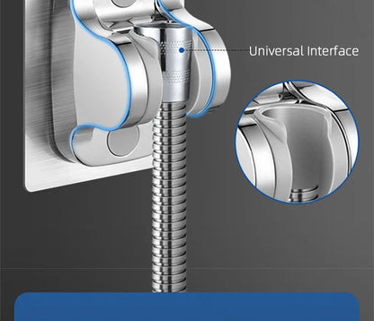 Universal No-Drill Adjustable Shower Head Holder – Wall-Mounted Bracket with Stable Rotation for Bathroom Accessories