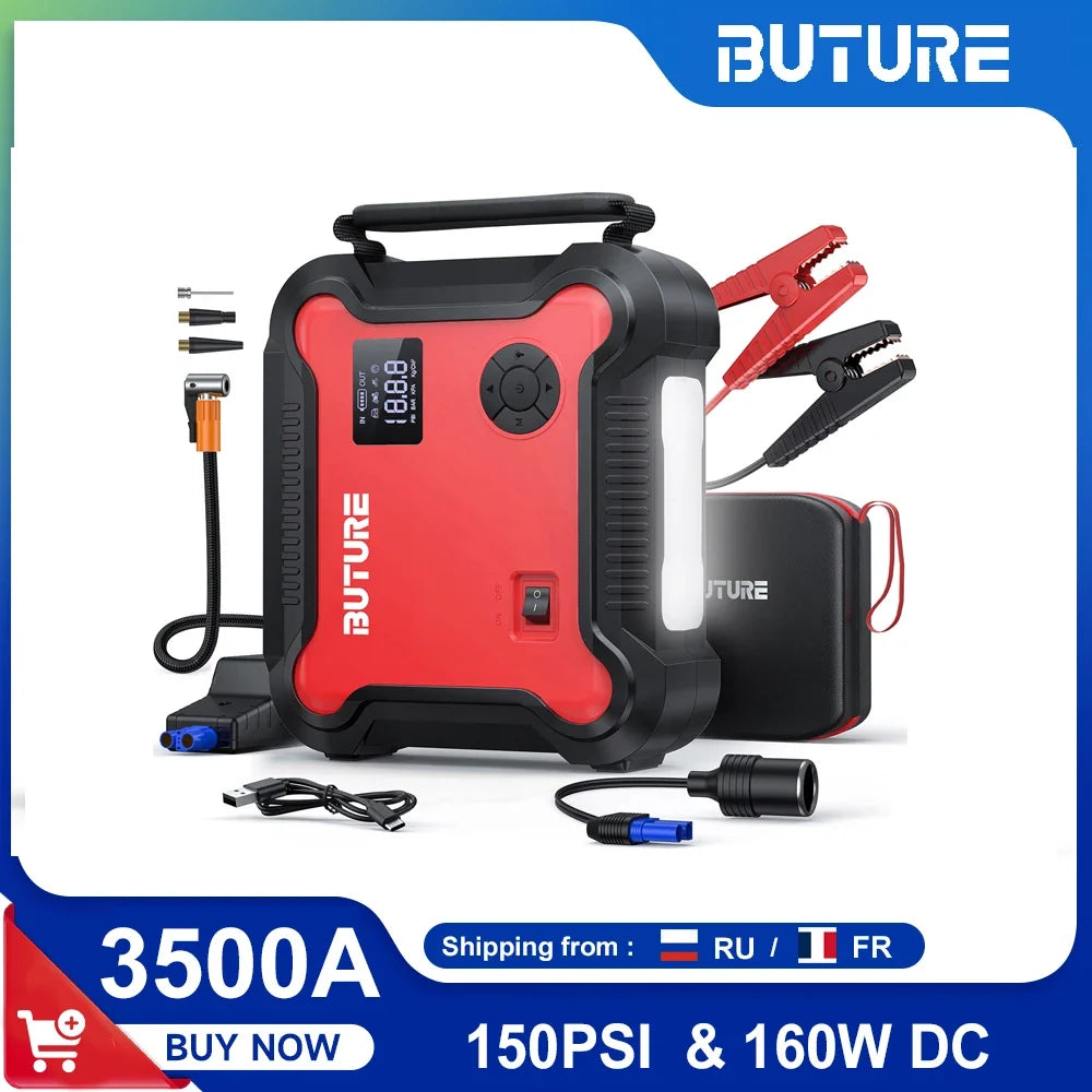 Buture 5-in-1 Car Jump Starter - 26800mAh Portable Battery Booster with Air Compressor & Tire Inflator