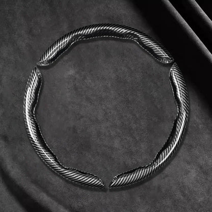 2/3PCS Universal Car Steering Wheel Cover — Laser Carbon Fiber, Silicone & 1K Microfiber Leather, Non-Slip PVC Booster