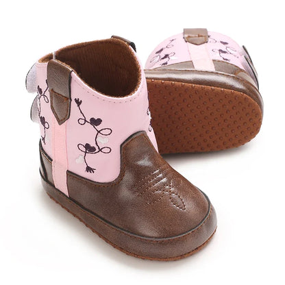 Western Denim Baby Winter Boots - Warm Casual First Walker Shoes for Boys & Girls 0-18 Months