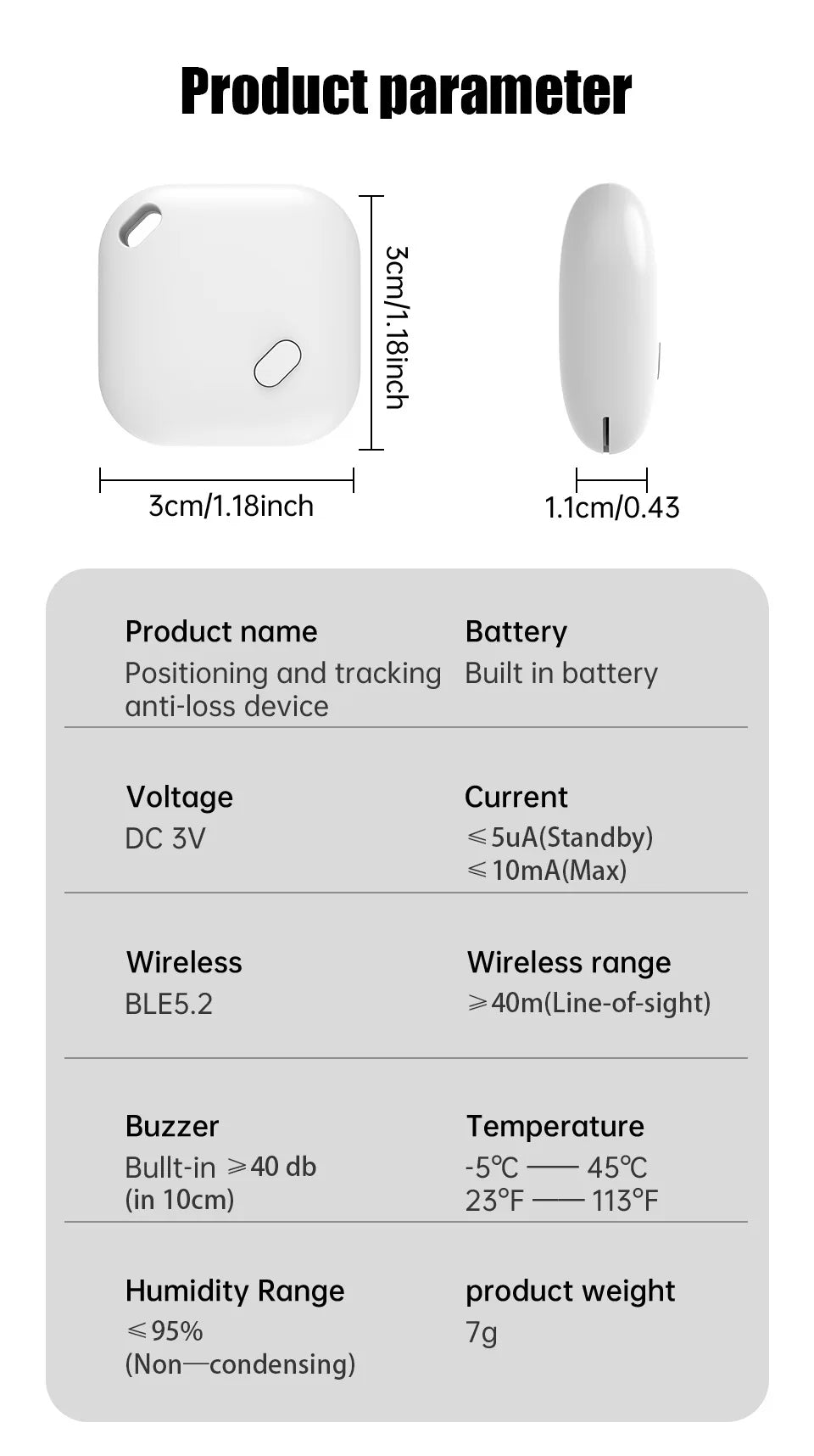Mini Tracking Device for Apple Find My — Smart iTag Bluetooth GPS Tracker for Keys, Child, Pet & Car, iOS Compatible