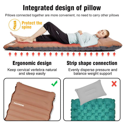 Ultralight Self-Inflating Air Mattress - Thick Splicing Sleeping Pad for Beach, Picnic, and Camping Tent