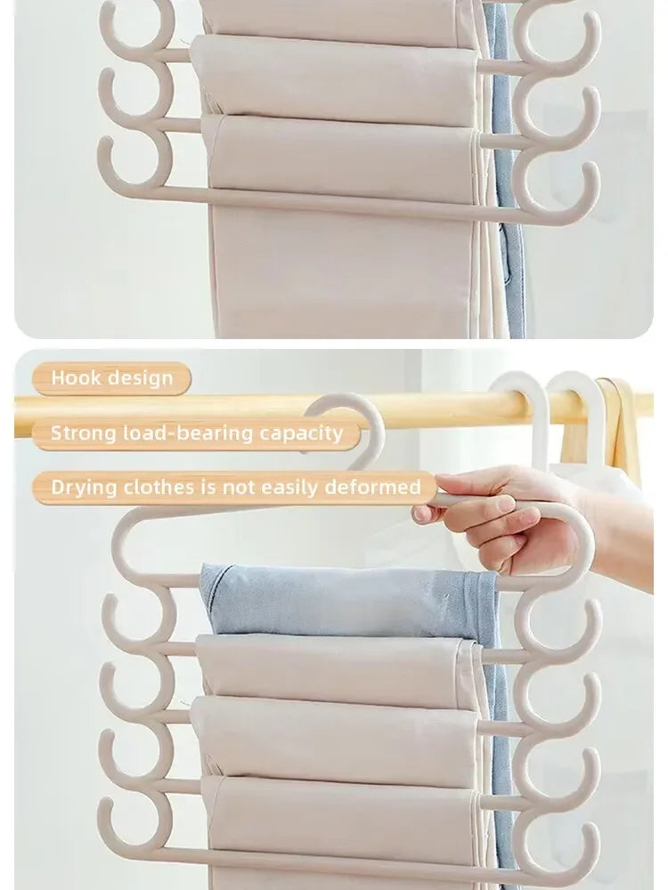 1/2/3pcs Multifunctional Pants Rack – Space-Saving 5-Layer Trousers Hanger for Closet & Clothes Storage