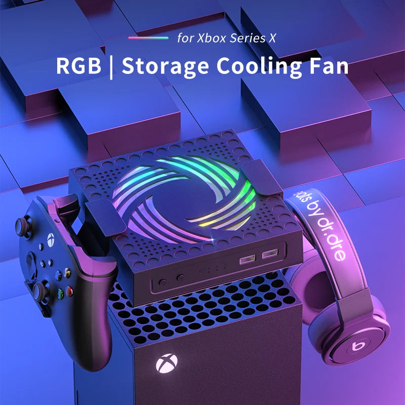 Cooling Fan for Xbox Series X/S – RGB Low-Noise Top Fan with Adjustable Speed System