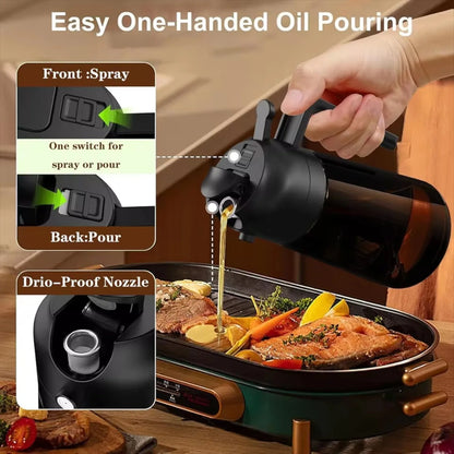 16oz/470ML Brown Oil Sprayer – 2-in-1 Light-Blocking Olive Oil Dispenser Bottle for Cooking and Seasoning