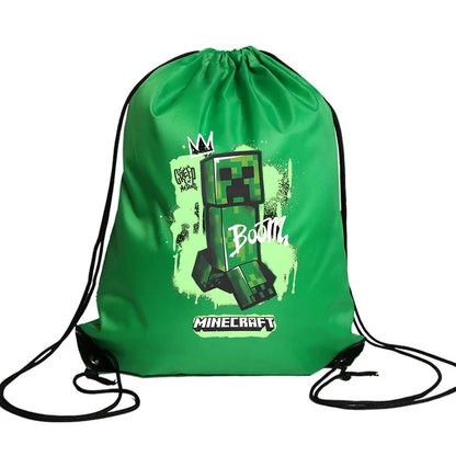 My World Kids Drawstring Bag — Waterproof Cartoon Backpack & Handbag with Kawaii Anime Figure Print for Boys & Girls