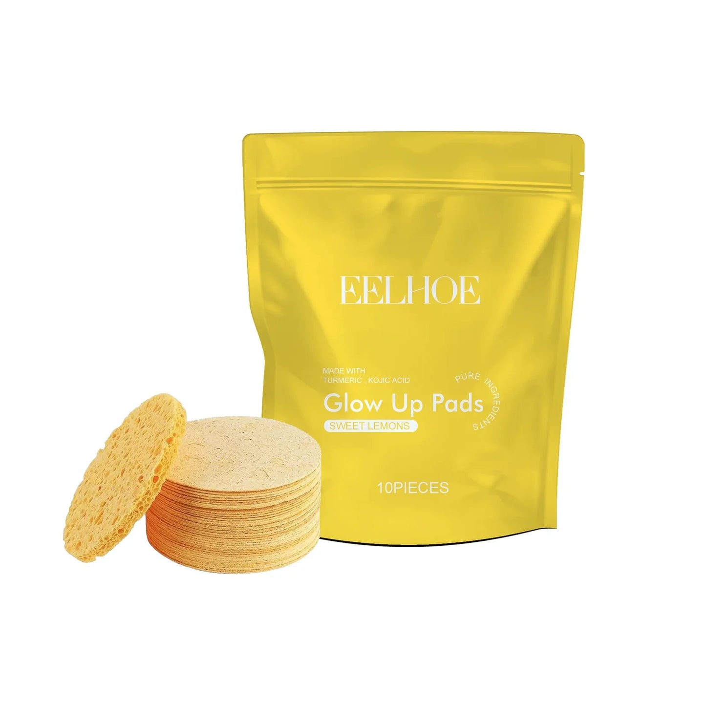 Turmeric & Kojic Acid Facial Cleansing Pads — Lemon Deep Cleanse, Brightening & Whitening Cotton Pads for Face Skincare
