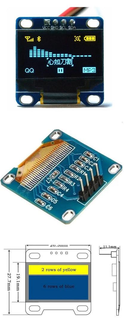 0.96 Inch OLED Display Module | SSD1306 I2C IIC SPI Serial 128x64 LCD for Arduino with Soldered Pin Headers