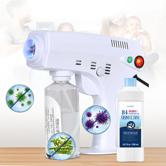 Portable Nano Steam Gun Hair Care Sprayer — Blue Micro Mist Hydration Machine for Hot Dyeing & Hair Steaming