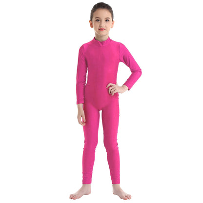 Kids Girls Full Body Gymnastics Bodysuit, Ballet Dance Jersey Leotard, Jumpsuit Sports Unitard, Children Dancewear and Sportswear