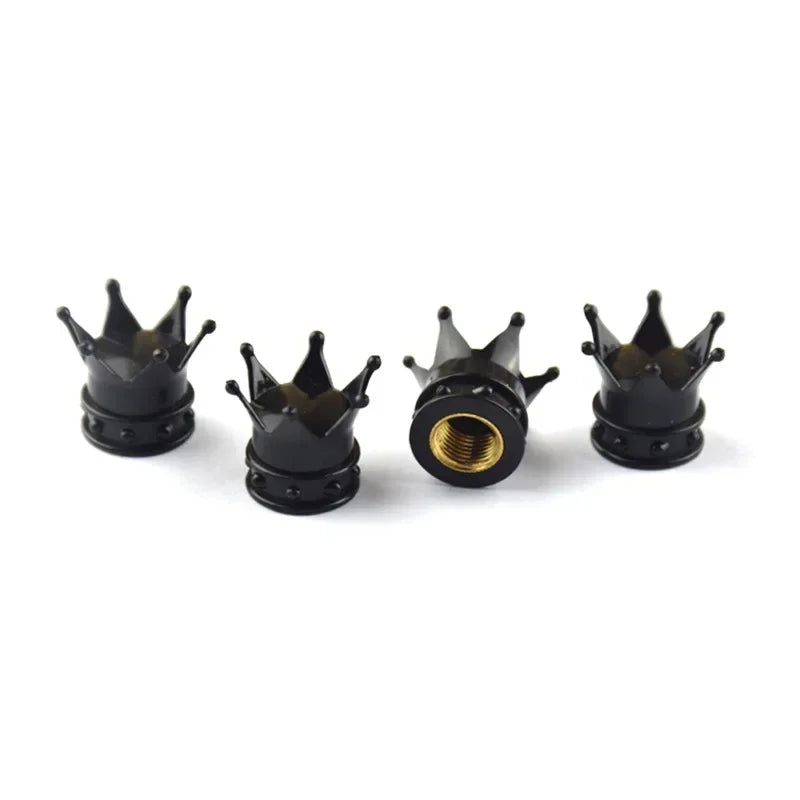 4 Pcs Crown Dice Car Wheel Tire Valve Caps - Universal Tyre Rim Stem Covers | Air Dust & Waterproof | Bling Accessories for Car & Motorcycle
