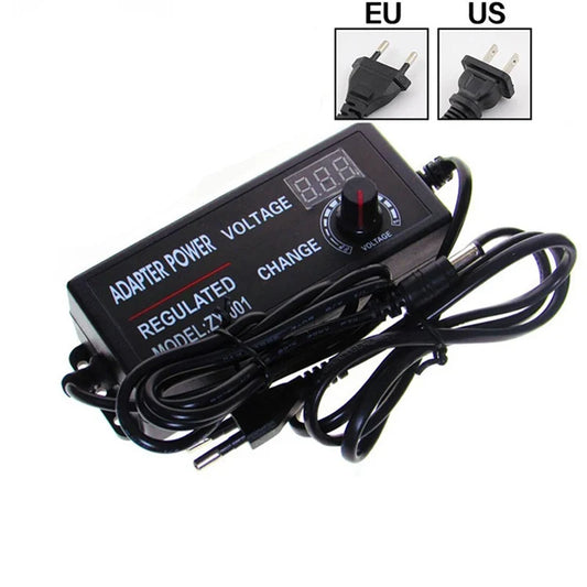 Adjustable AC DC Power Supply Adapter - 3V 9V 12V 24V 36V Voltage Converter with Multiple Amp Options & Plug Set