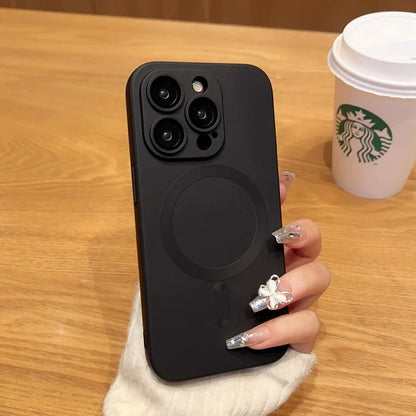 MagSafe Magnetic Wireless Charging Phone Case - Soft Silicone Protective Cover with Camera Lens Protection for iPhone 15 14 Plus 13 12 11 Pro Max
