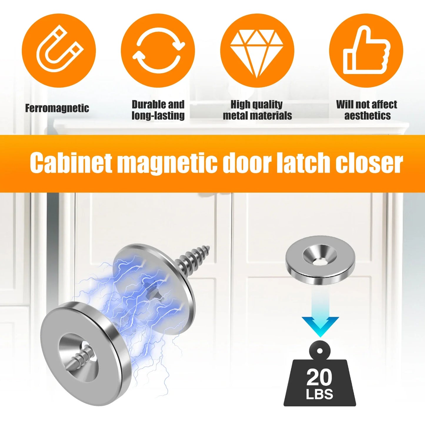12Pcs Magnetic Cabinet Door Closure – Hidden Metal Catch for Closet & Cabinet Doors