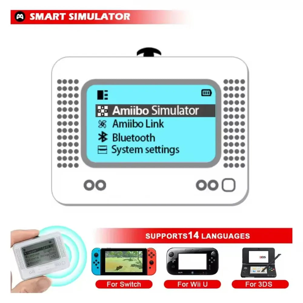 Amiibo NFC Pixl Emulator Simulator – Chargeable Bluetooth Intelligent Game Accessory for Switch 2, Wii U & 3DS Gaming Devices