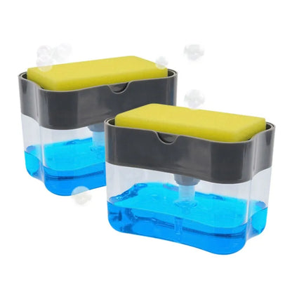 Kitchen Dish Soap Dispenser with Sponge Holder - Liquid Soap Pump for Convenient Cleaning, Sponge Caddy