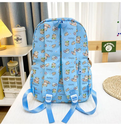 Cute Capybara Backpack | Large Capacity, Breathable Nylon Schoolbag for Students, Women & Girls, Ultra-Light Book Bag