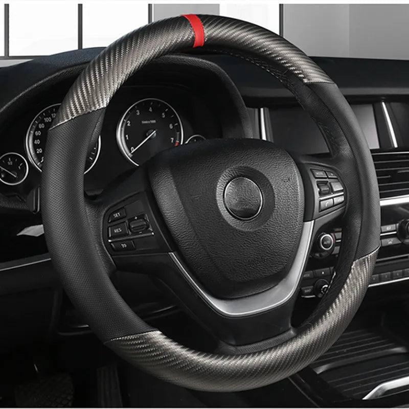 Fashion Universal Car Steering Wheel Cover — Breathable, Anti-Slip, 37-38cm Car Accessory