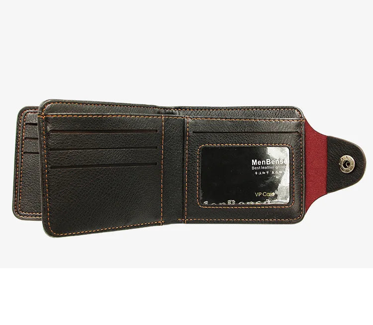 Men's Short Bifold Wallet – Slim Faux Leather Business Card Holder, Billfold Purse Clutch for ID & Credit Cards