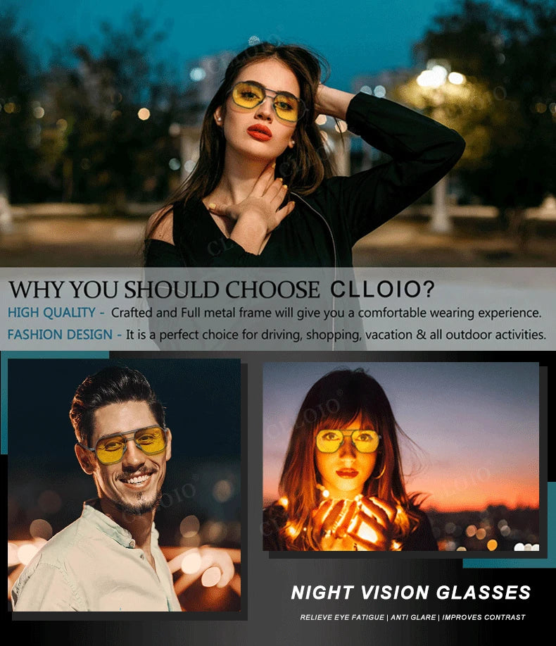 CLLOIO Anti-Glare Day & Night Vision Glasses – Polarized Photochromic UV400 Driving Sunglasses for Men & Women