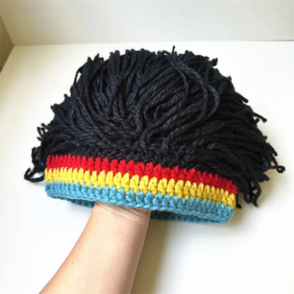 Unisex Synthetic Dreadlock Wig Beanie – Handmade Crochet Rasta Hat for Hip Hop, Jamaica, African Party & Dance