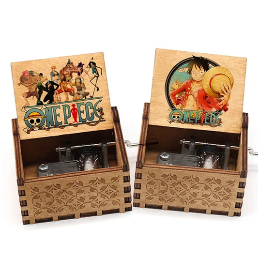 Antique Carved Wooden Hand Crank Music Box – Onepiece Figure, Perfect for Halloween & Christmas Birthday Gifts