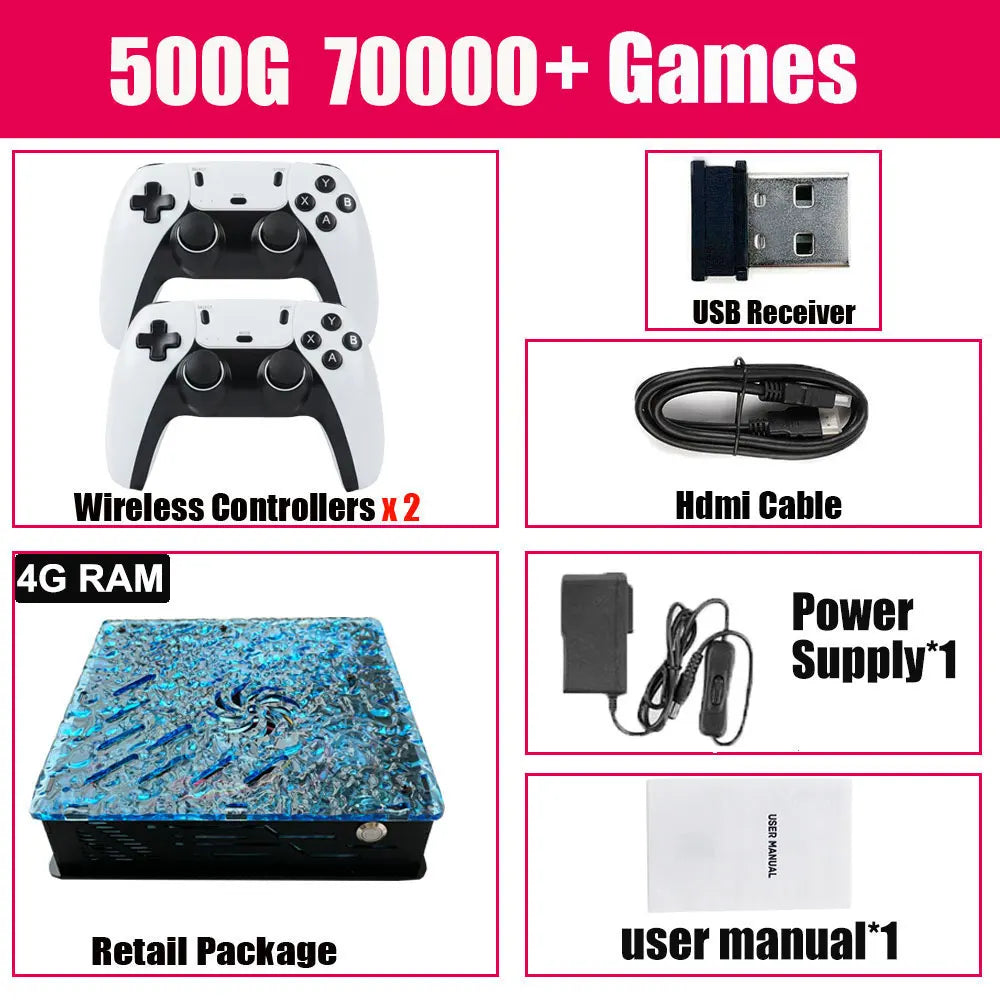 2026 Retro X10 Video Game Console – 70,000 Built-in Games, 60 Emulators (PS2/N64/GameCube/Xbox) with Gamepad, Kid & Family Game Box Console