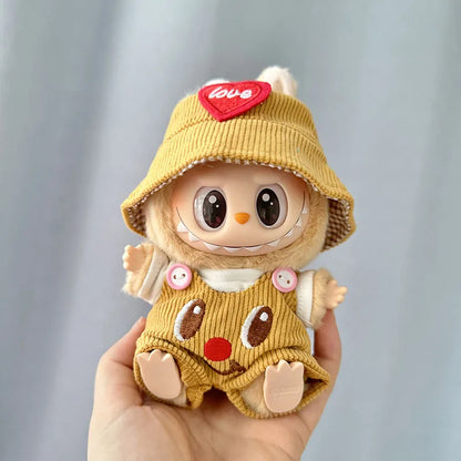 17cm Mini Plush Doll Clothes Set – Kpop EXO Labubu I & II Idol Dolls Sit Party Overalls, Clothing Gift