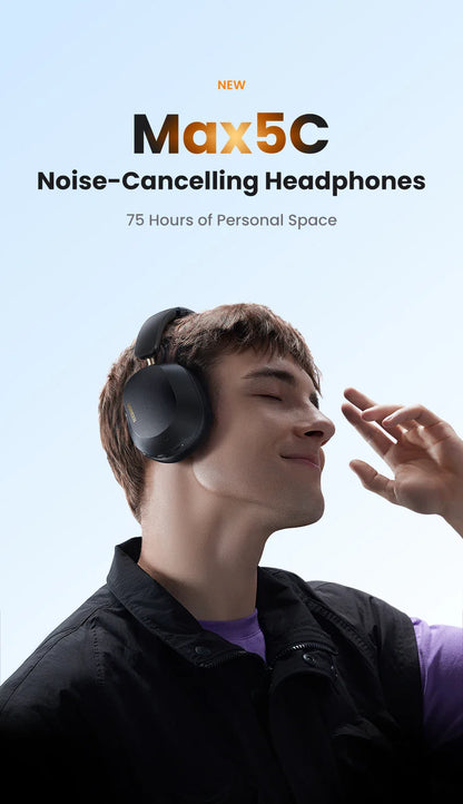 UGREEN Choice Max5c Wireless Bluetooth Headphones — 43dB ANC, Hi-Res LDAC, 75H Battery & Spatial Audio Earbuds