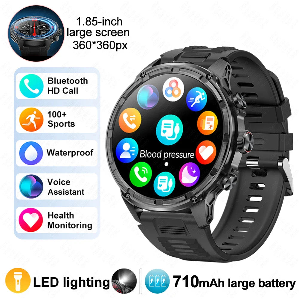2025 Huawei & Xiaomi GPS Smartwatch for Men — 1.85" Ultra HD AMOLED Screen, 710mAh Battery & Bluetooth Call