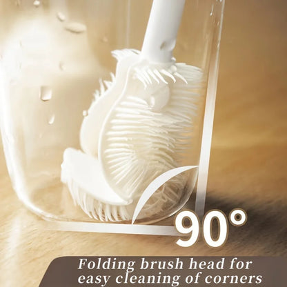 Foldable 360° Silicone Bottle & Cup Cleaning Brush – Long Handle Reusable Multi-Purpose Kitchen Cleaning Tool