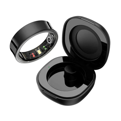 R09 Smart Ring with Charging Case – Heart Rate, SpO2 & Temperature Monitor, 5ATM Waterproof Fitness Ring for Android & iOS
