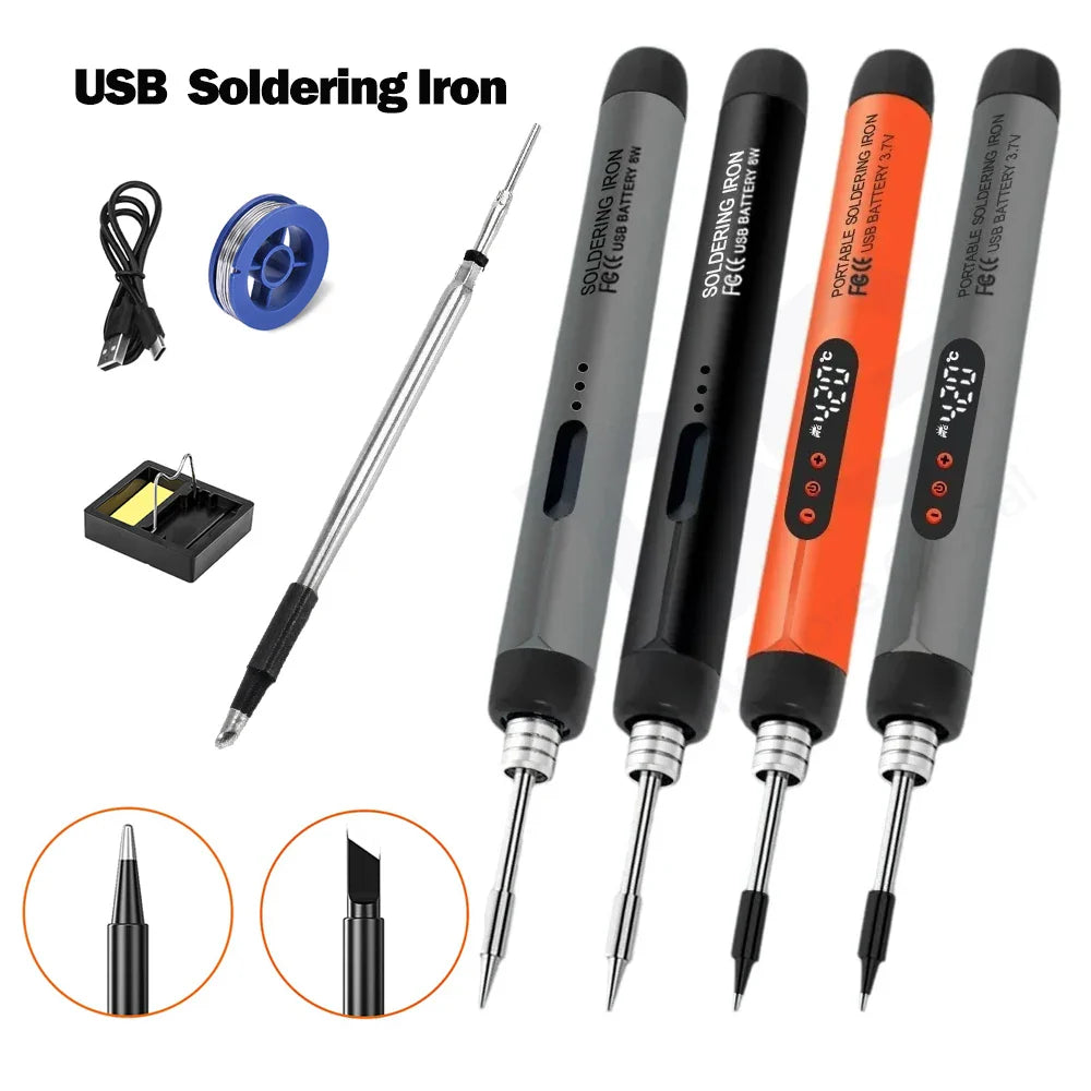 USB Digital Soldering Iron – Adjustable Temperature 300–450℃ Type-C Rechargeable 1000mAh/800mAh Battery Intelligent Portable Solder Welding Tool