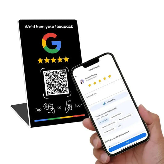 NFC 215 Google Review Card - Programmable 13.56MHz NFC Stand with QR Code
