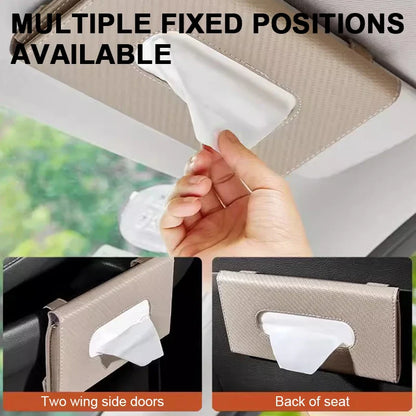 SEAMETAL Car Sunshade Tissue Box – Universal Auto Interior Paper Towel Storage Bag with Carbon Fiber Sun Visor Design