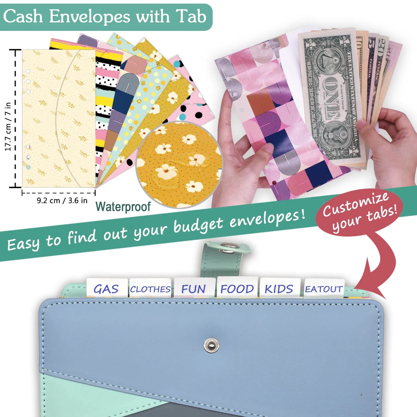 Budget Binder with Zipper Envelopes, Cash Envelopes, PVC Pockets, Stickers & Pen - Complete Budgeting Tool