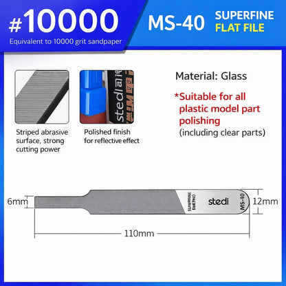 Stedi MS-46 Glass File Grinding Tool – Washable Durable Model Polisher for Military Kits, Optional #320–#1000 Mesh