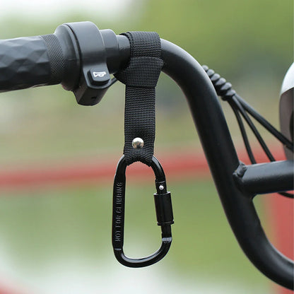 Black Aluminum Alloy Front Handlebar Hook – No-Drill Clip for Motorcycle, Electric Scooter & Bicycle