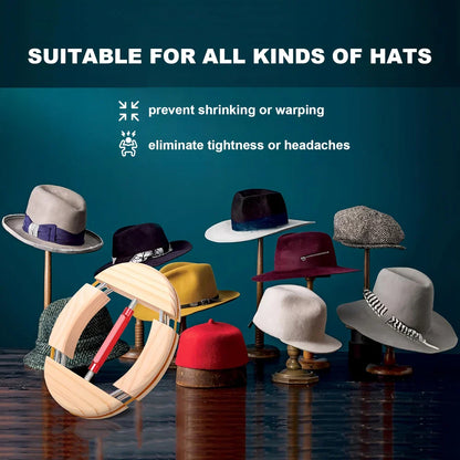 Repacego 4-Way Adjustable Wooden Hat Stretcher – Premium Fedora, Cowboy & Baseball Cap Shape Maintainer & Storage Rack