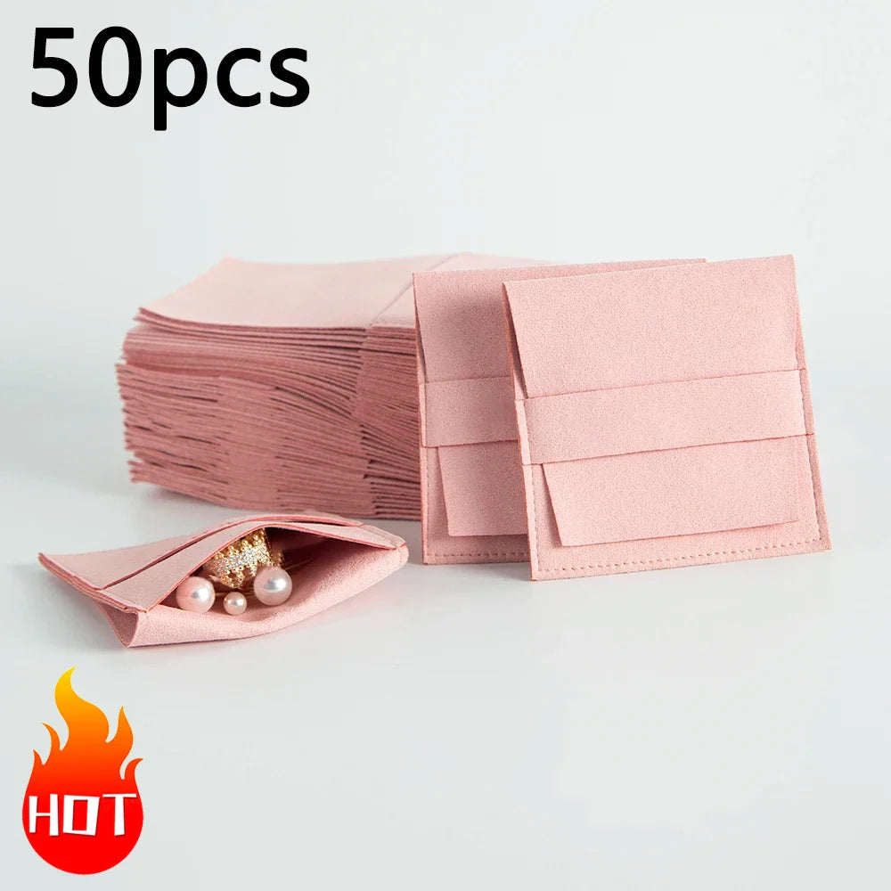 Microfiber Velvet Jewelry Pouch – 1/10/50pcs Gift Bags for Earrings, Necklaces & Wedding Packaging