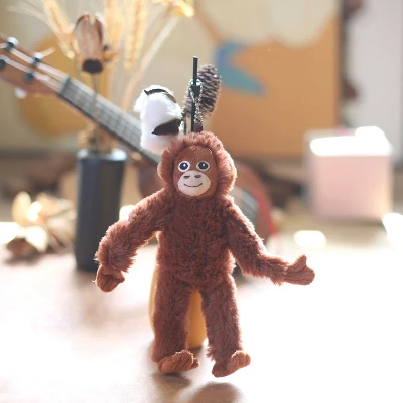 Cartoon Gorilla Plush Keychain - Soft Monkey Pendant for Backpack, Car & Bag Decor